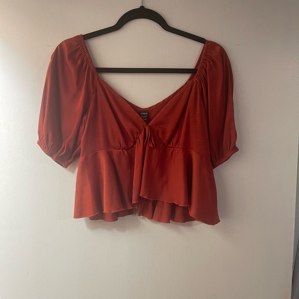 SHEIN Rust Red Peplum Blouse